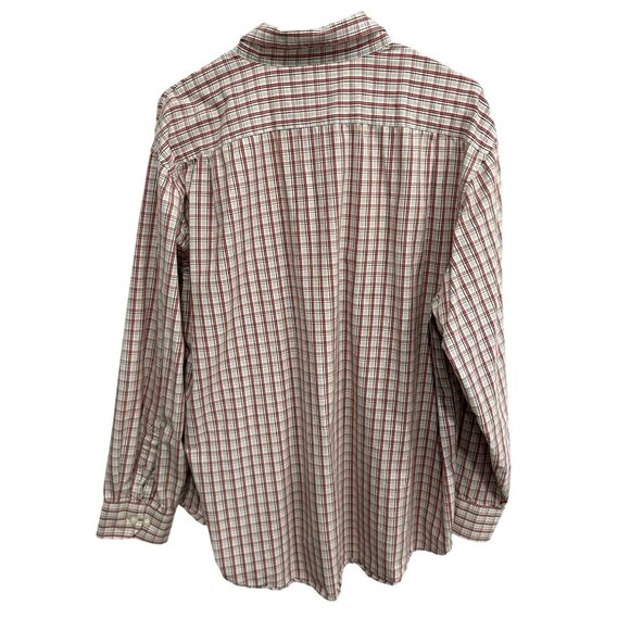 Izod Mens Red & White Plaid Button-Down Shirt XL 100% Cotton Classic Fit - Picture 2 of 9
